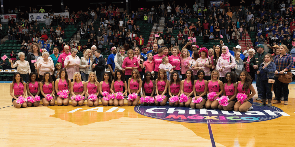 Texas Legends annual Legends Pink Night with dancers honoring survivors at center court during halftime