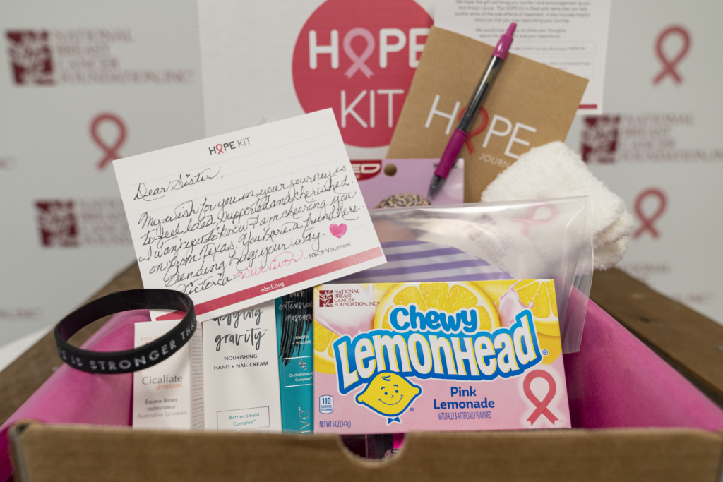 Picture of an NBCF HOPE Kit and its contents