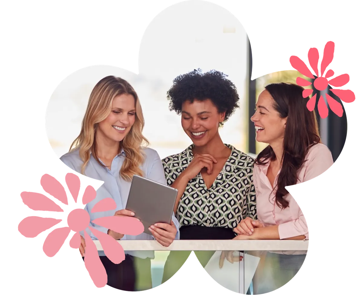 3 women accessing NBCF's free breast cancer awareness month resources