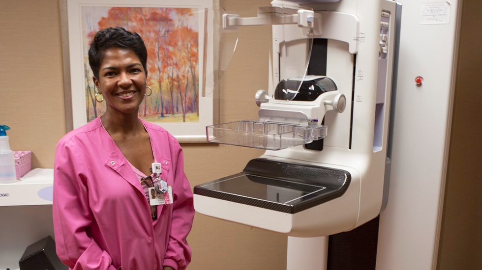 A nurse in a mammography room 