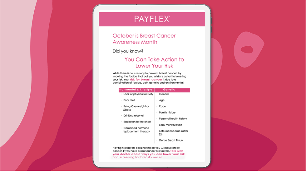 An email shared during PayFlex's breast cancer awareness campaign
