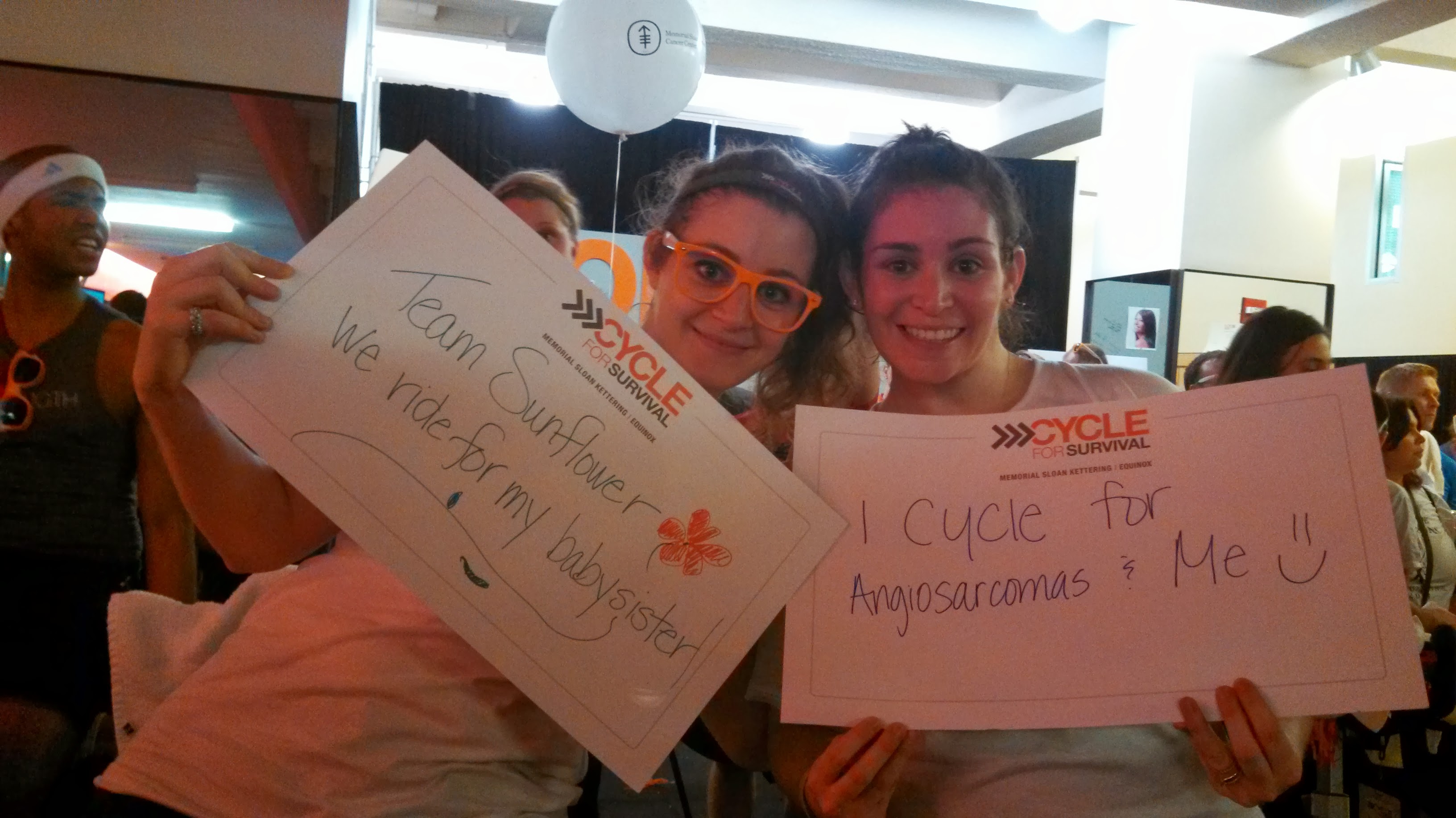 Rachel and sister at a Cycle for survival event