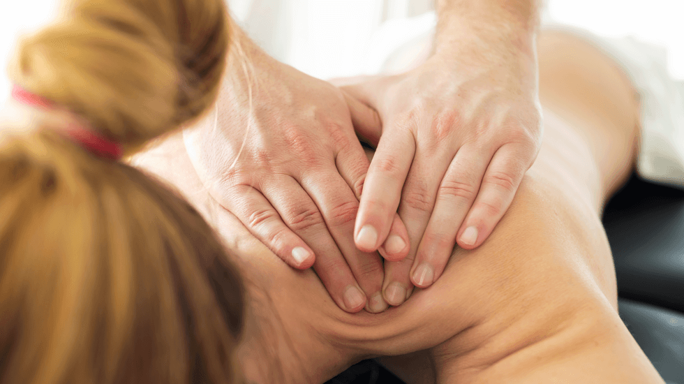 Woman getting a back massage